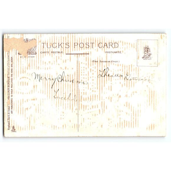 Frances Brundage Tuck's Santa Claus Christmas Postcard with Child & Scroll - Picture 2 of 2